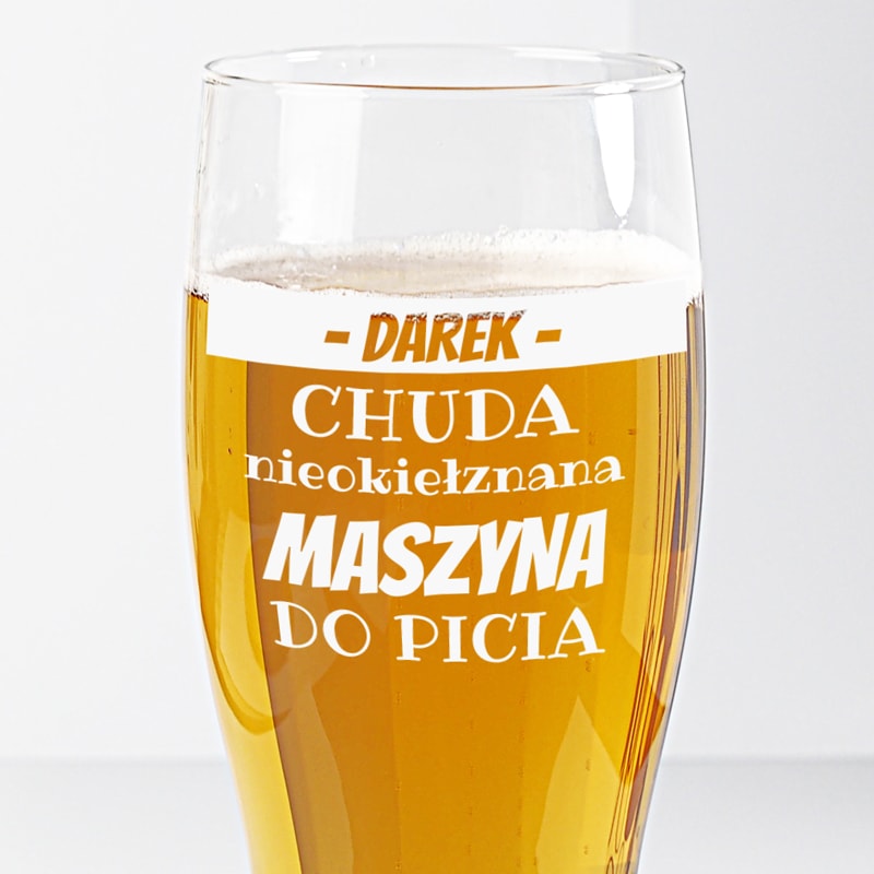 zdjęcie przedstawia szklanka na piwo z grawerem - prezent dla piwosza